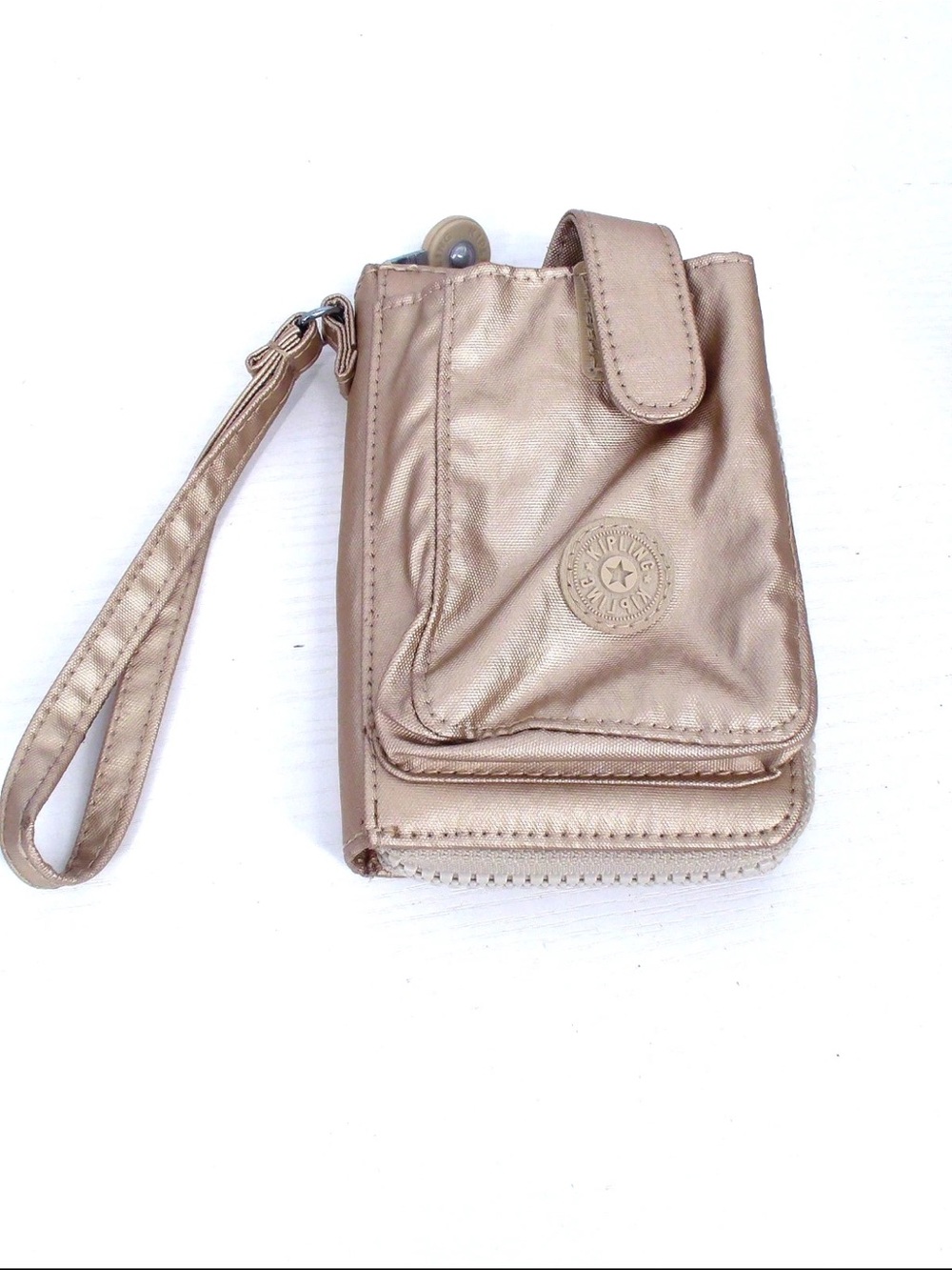 Kipling Bag Pouch Small Wristlet Metallic Rose Gold Case Women / Girls 4x5